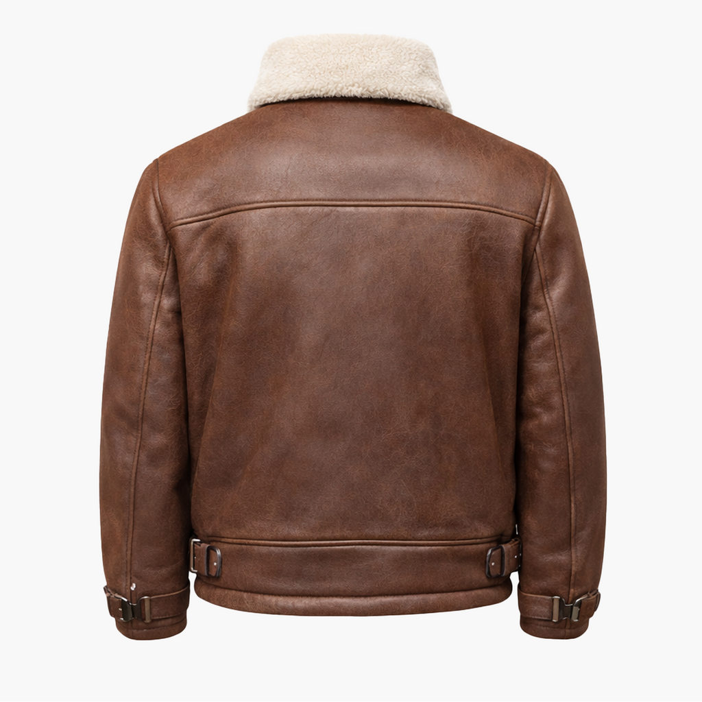 Veste Aviateur Marron à Col Mouton – Style Intemporel