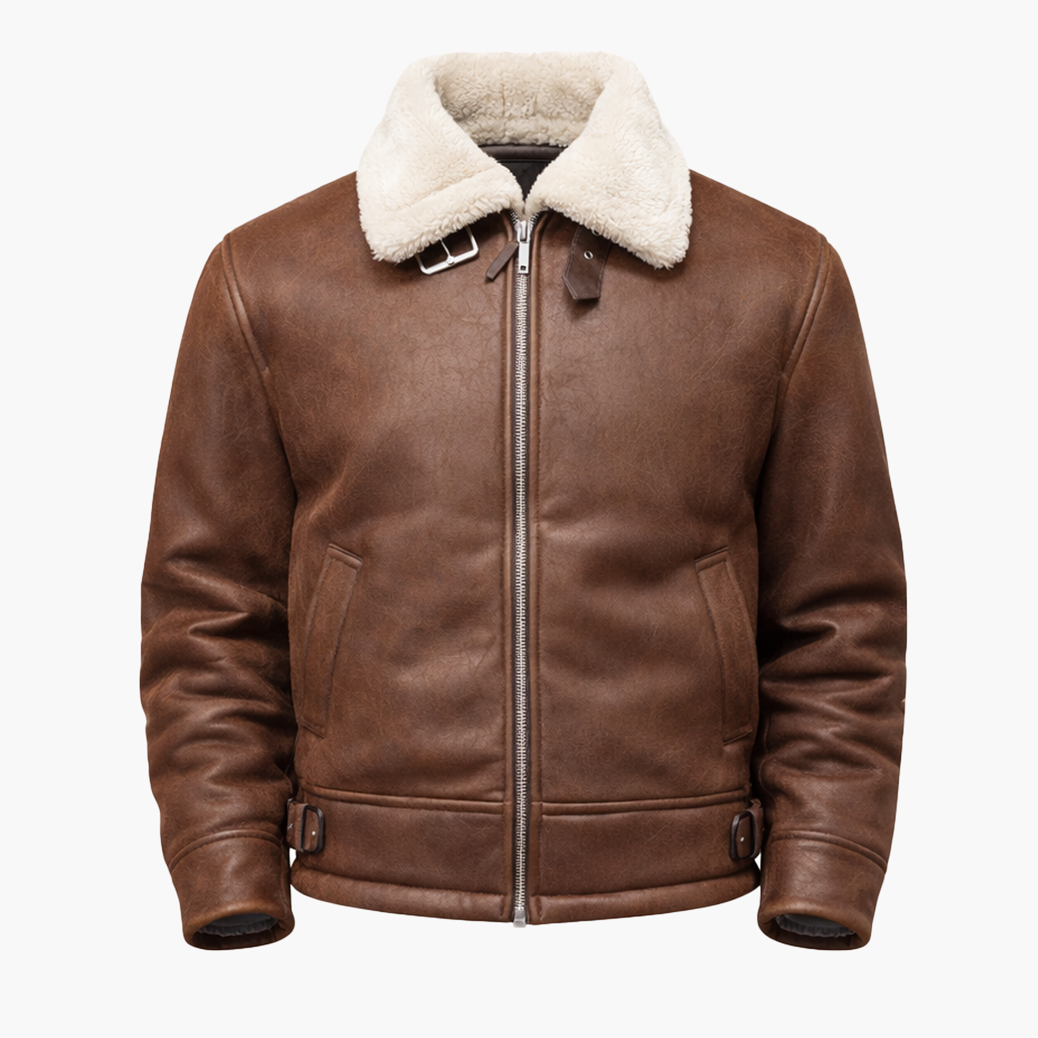 Veste Aviateur Marron à Col Mouton – Style Intemporel