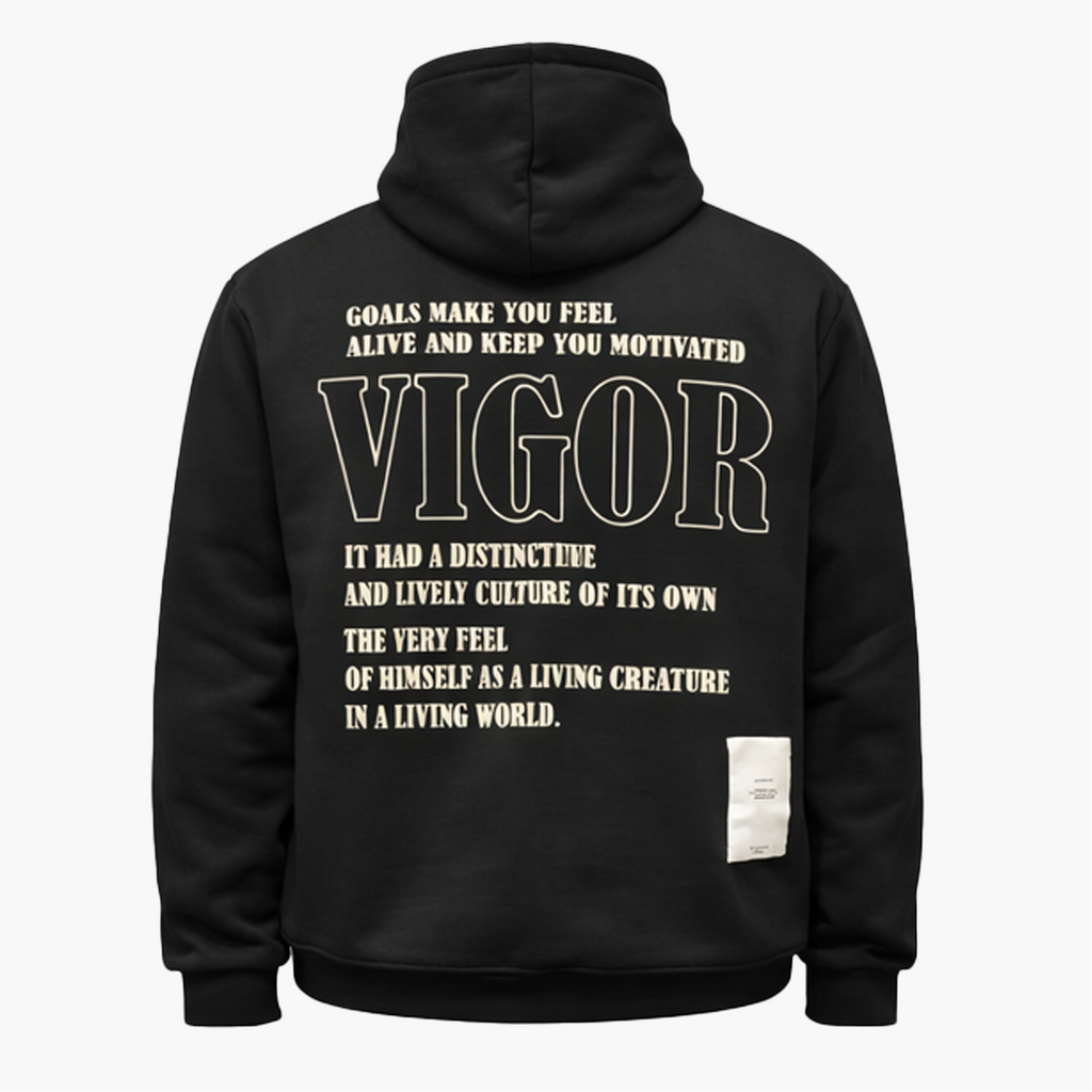 Hoodie Noir à Message – Force & Attitude