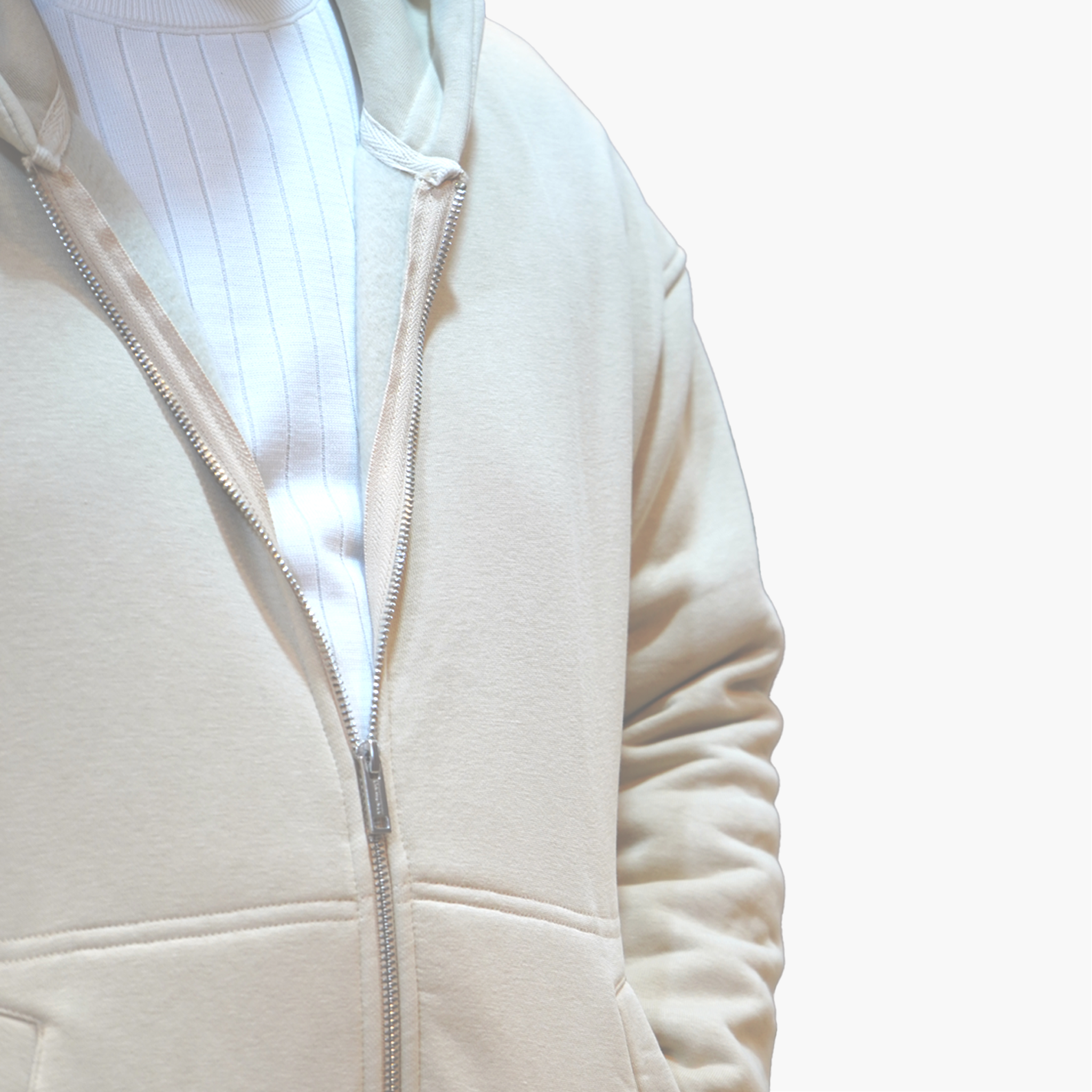 Hoodie Zippé Écru – Minimal Chic