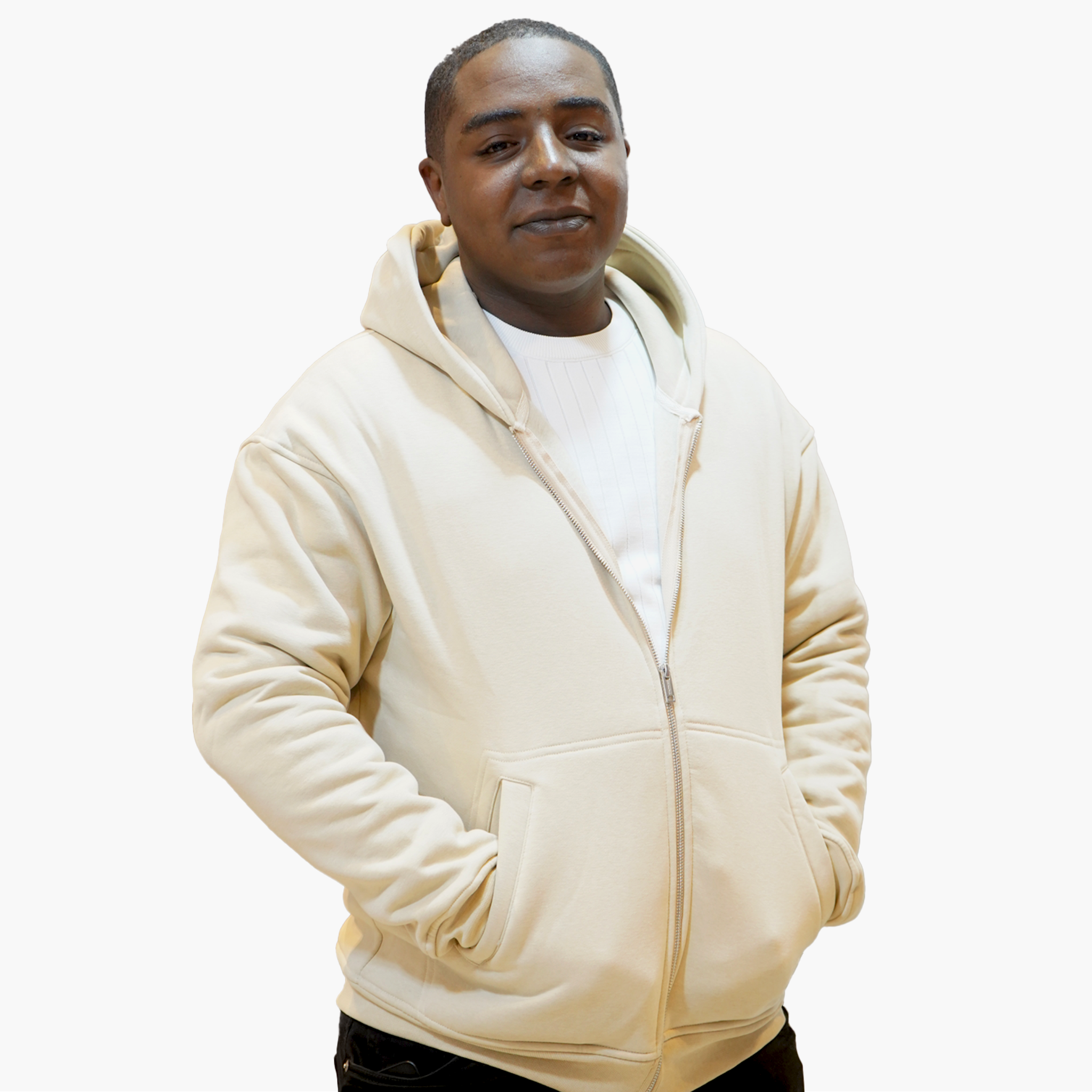 Hoodie Zippé Écru – Minimal Chic