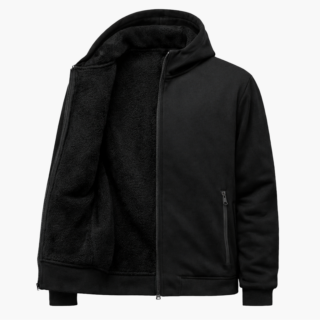 Hoodie Zippé Noir – Élégance Sportive