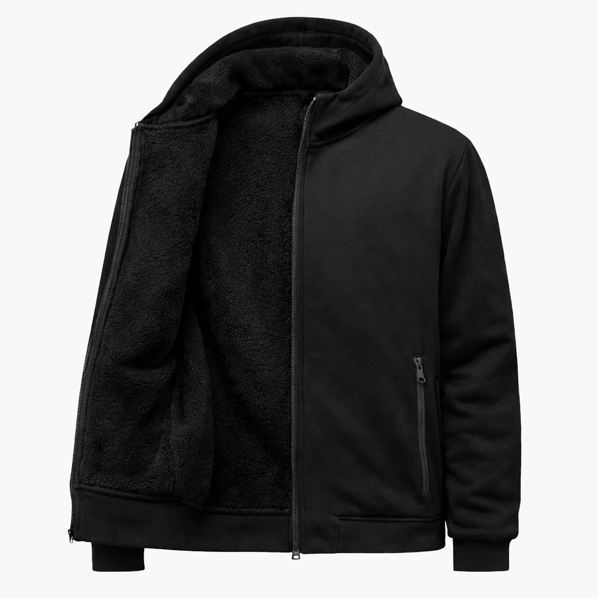 Hoodie Zippé Noir – Élégance Sportive