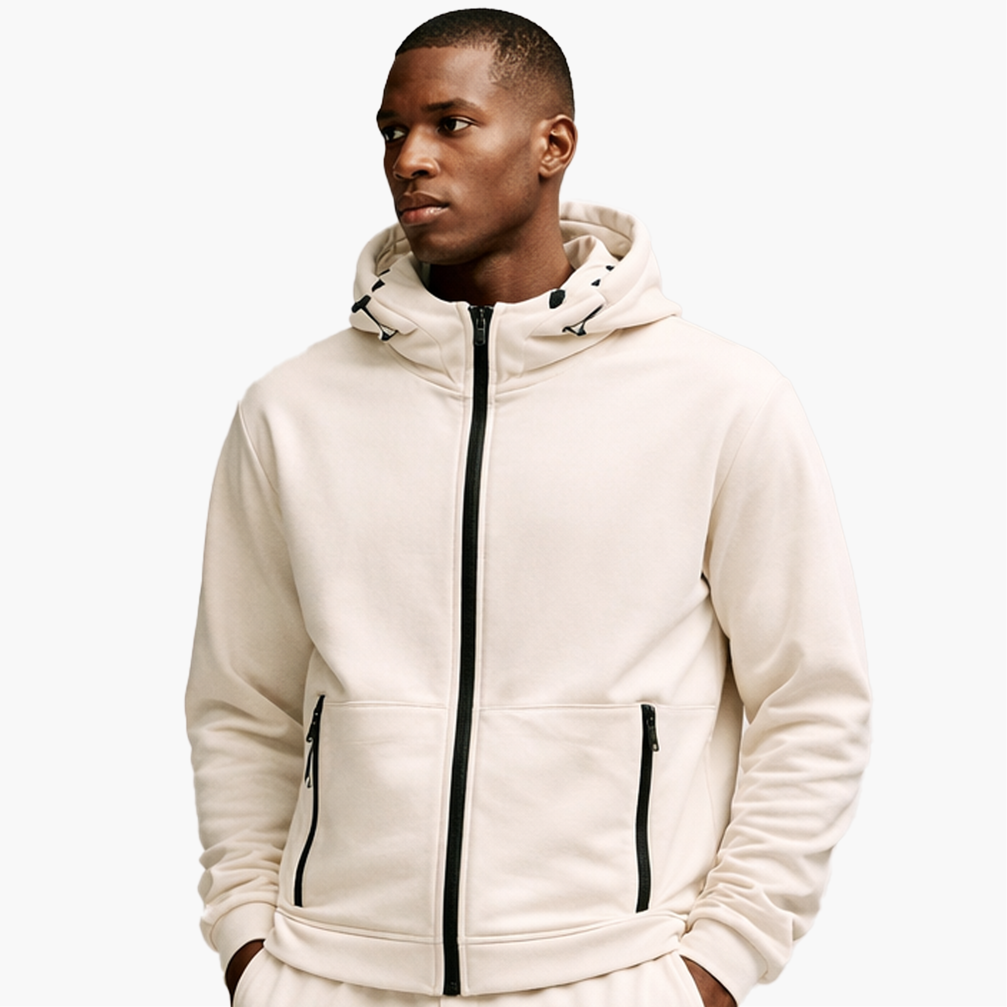 Hoodie Zippé Noir – Élégance Sportive