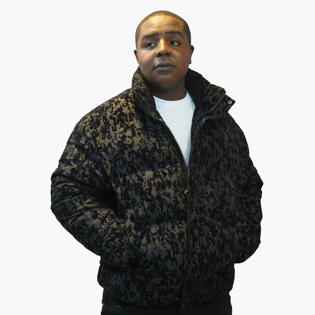 Doudoune Matelassée Noire Texturée – Coupe Moderne