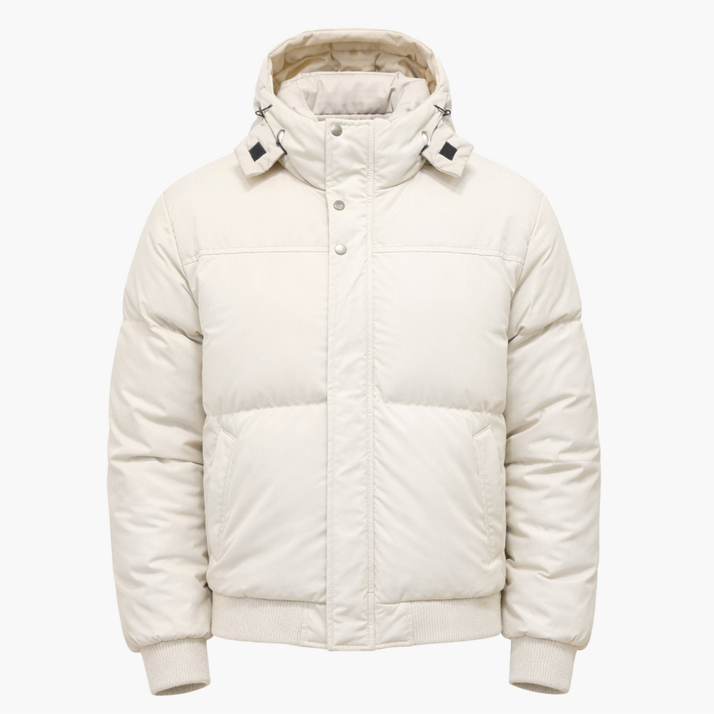 Doudoune Écru à Capuche – Confort Hivernal