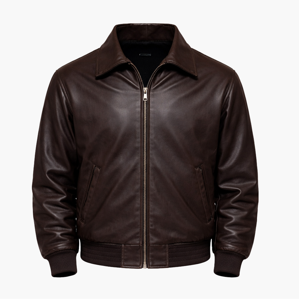 Veste Marron en Similicuir – Élégance Intemporelle