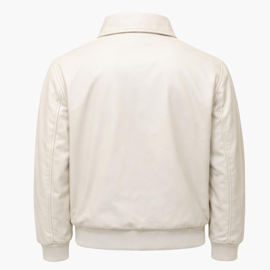 Veste Écru en Similicuir – Style Minimal Moderne