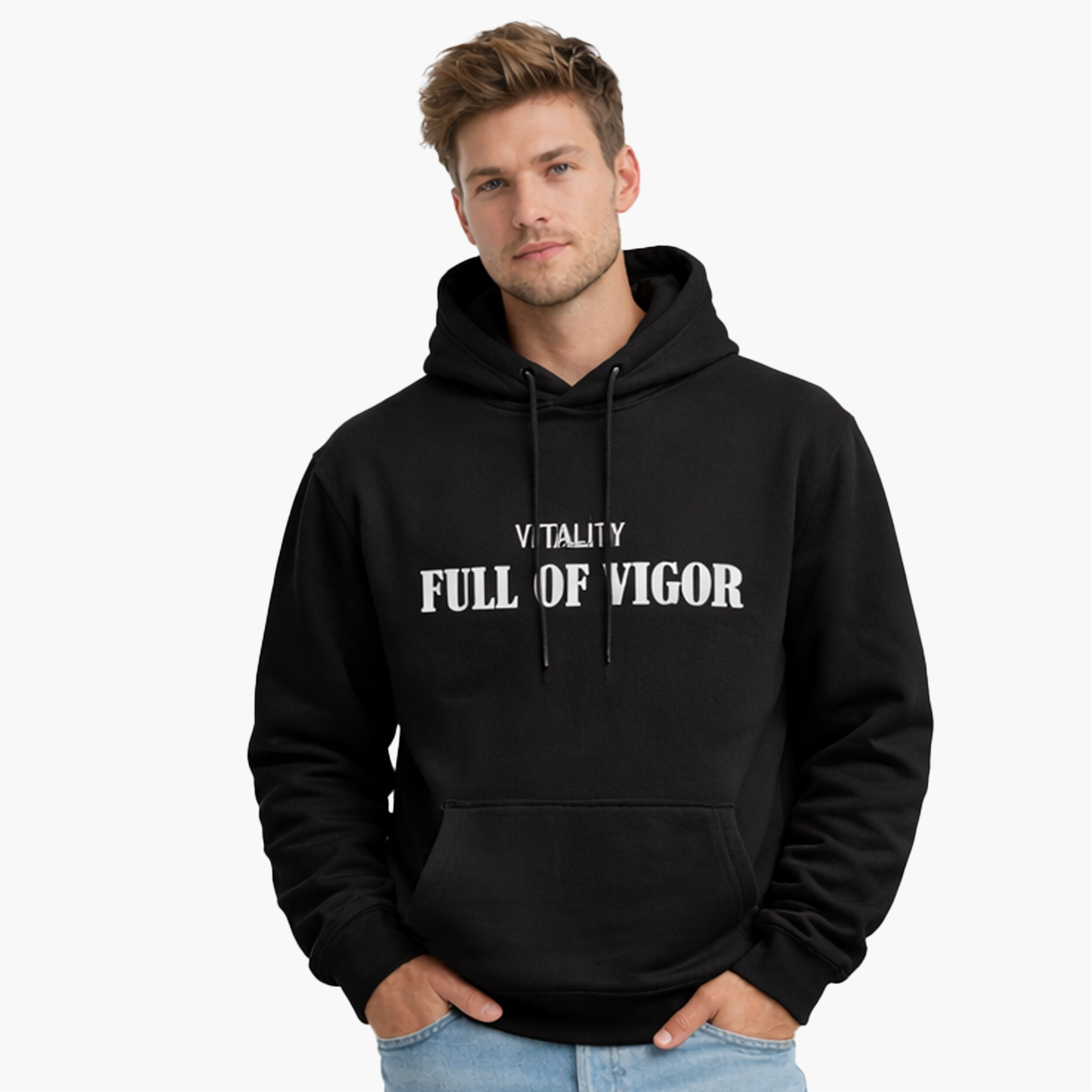 Hoodie Noir à Message – Force & Attitude