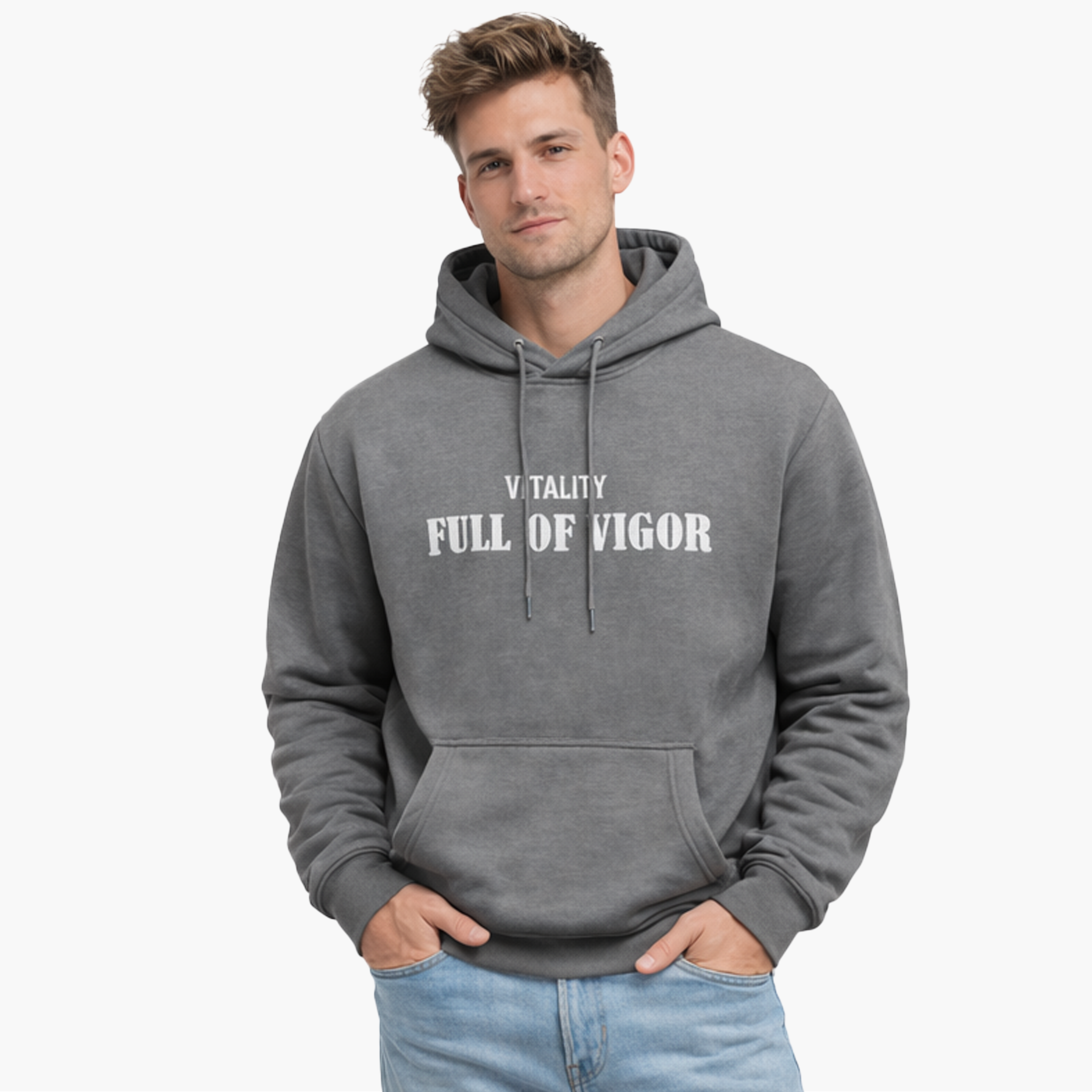 Hoodie Gris à Message – Esprit Motivant