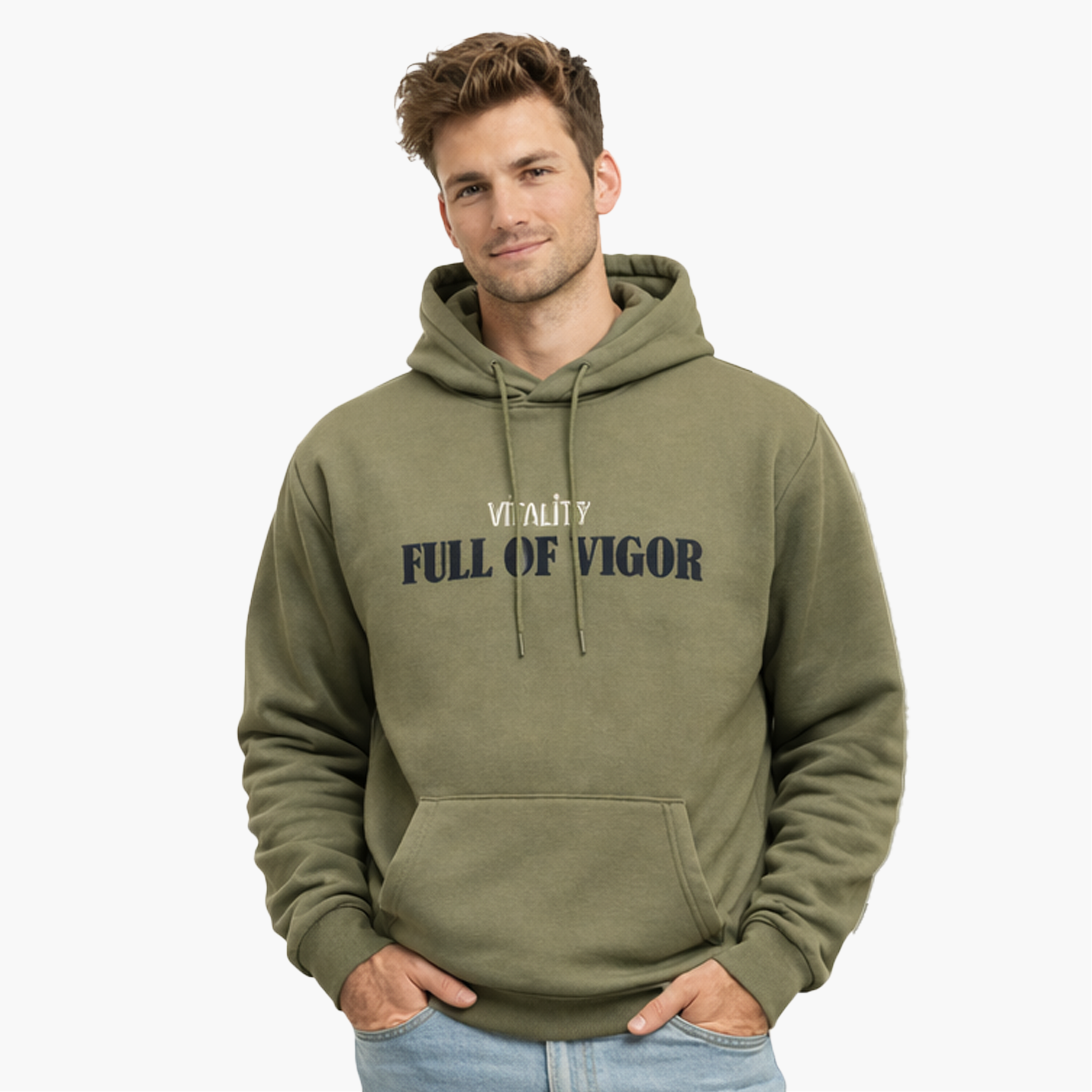 Hoodie Vert à Message – Full of Vigor