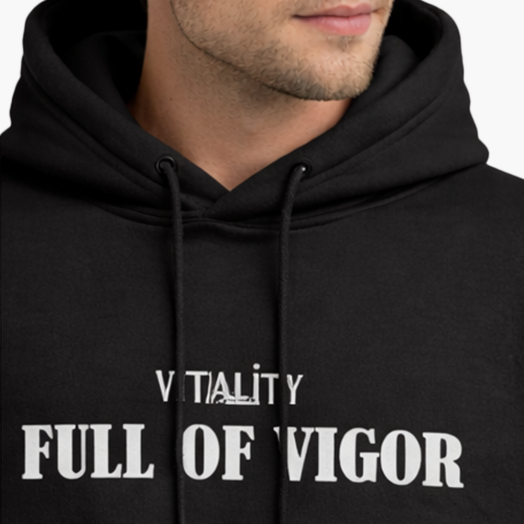 Hoodie Noir à Message – Force & Attitude