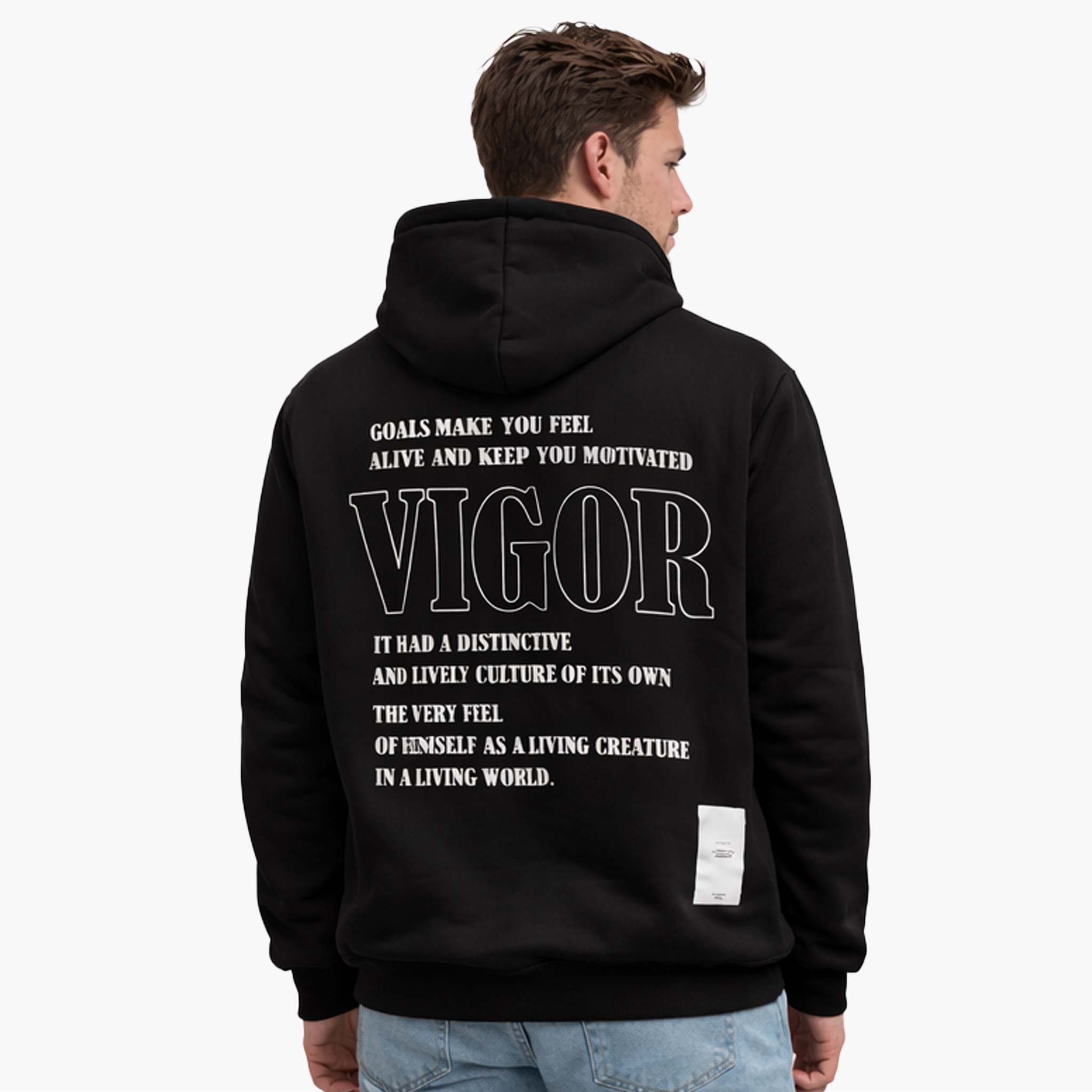 Hoodie Noir à Message – Force & Attitude