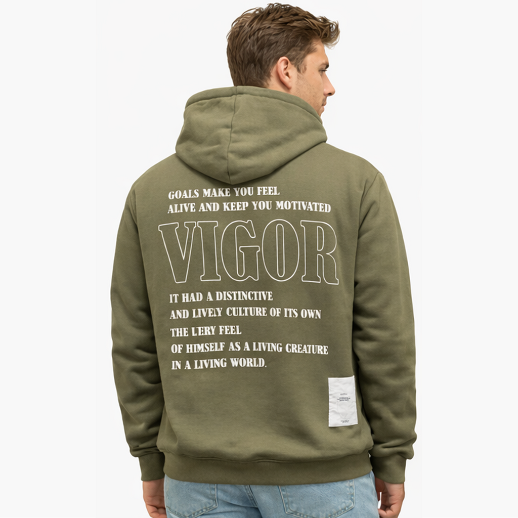 Hoodie Vert à Message – Full of Vigor