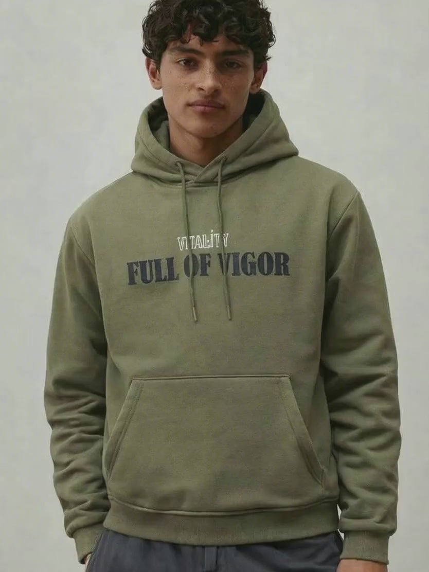 Hoodie Vert à Message – Full of Vigor