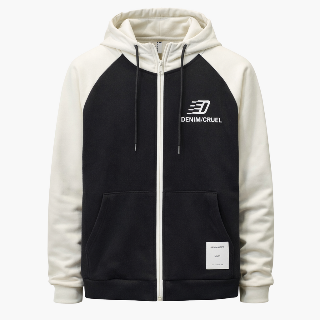 Denim Cruel Zip Hoodie – Urban Contrast Edition