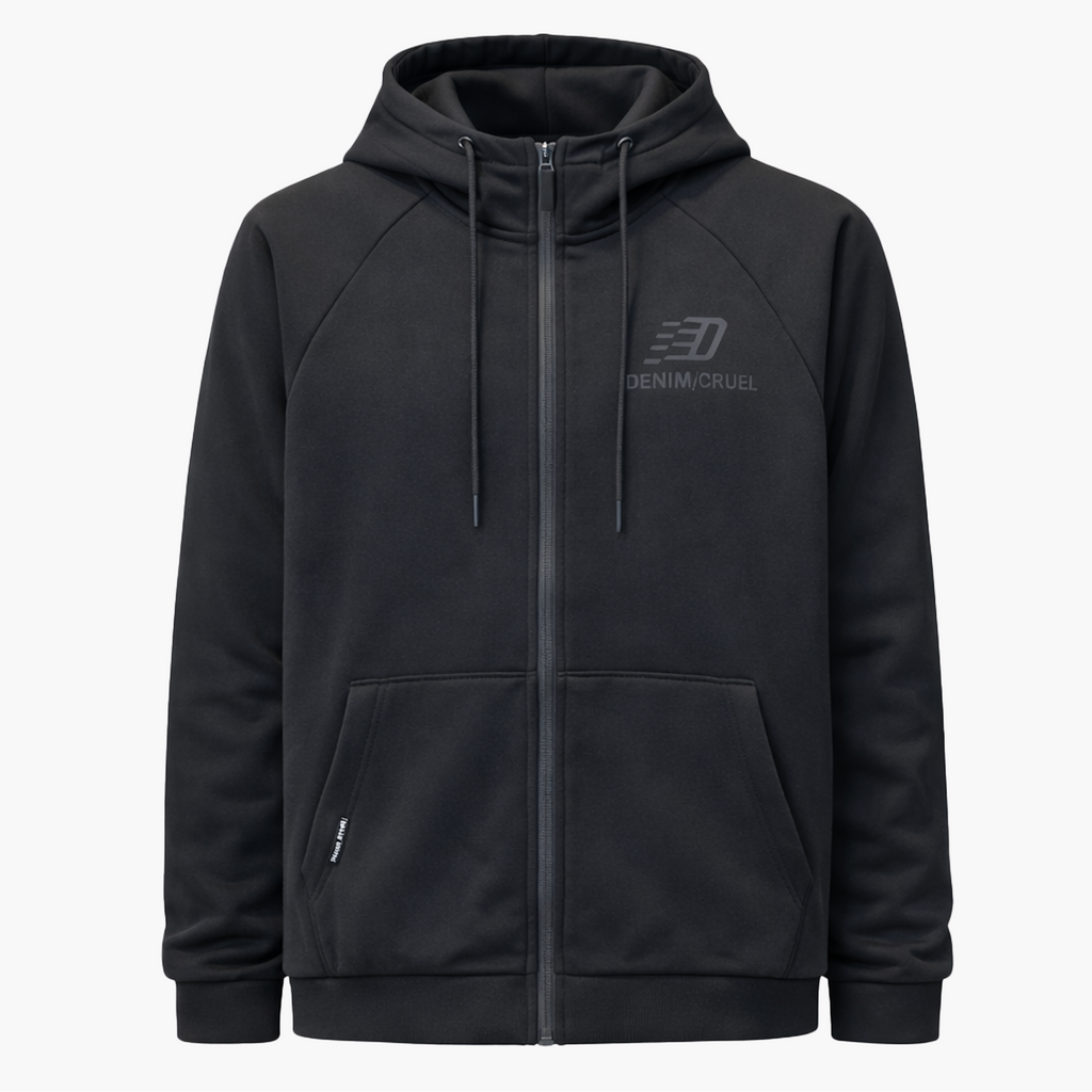 Denim Cruel Full Zip Hoodie – Signature Black