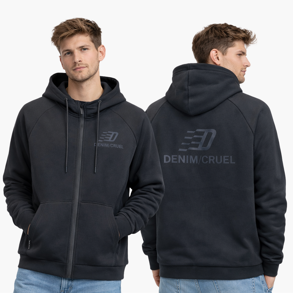 Denim Cruel Full Zip Hoodie – Signature Black
